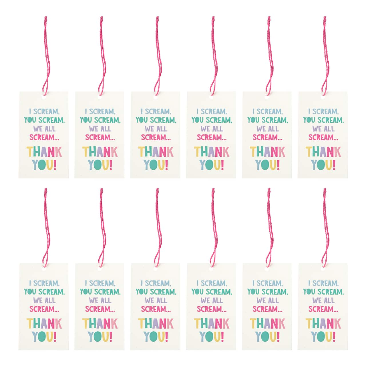 24 Packs: 12 ct. (288 total) I Scream Thank You Gift Tags by Celebrate It™